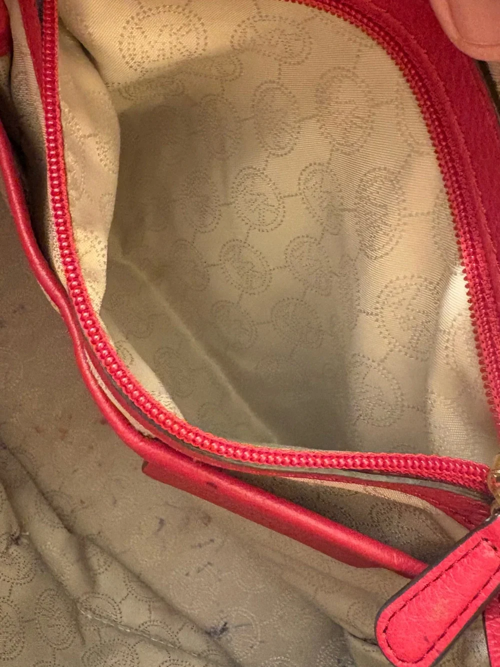 Michael Kors Red and Black Leather Drawstring Shoulder Bag